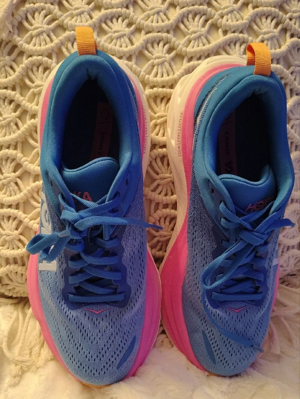 Hoka Women's Blue & Pink Bondi 8 Running Sneakers